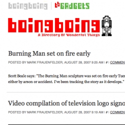 After Digg redesign today, the new version of BoingBoing with a complete redesign by Jemma Hostetler and the return of comments!