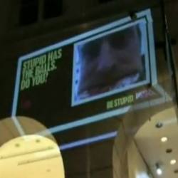 To engage its consumers, Diesel has created an interactive campaign inviting people to share their more stupid photos. Then photos were projected in the street. 