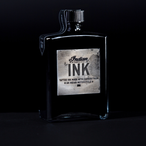 Indian Motorcycle Ink is composed of carbon ash collected from Carey Hart’s legendary Indian Super Hooligan motorcycle. America's first motorcycle company has created the world's first tattoo ink composed of carbon ash from a burnout. 