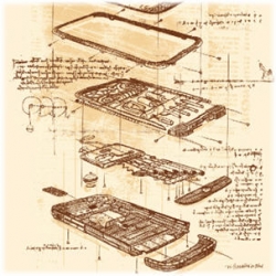 iSteamPhone - A steam punk exploded view iphone design, Da Vinci style. By artist Kevin Tong.