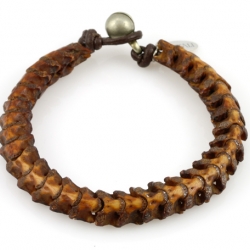 Natural History meets Eco Fashion in this unisex bracelet made from recycled snake vertebrae and leather, by Astali.
