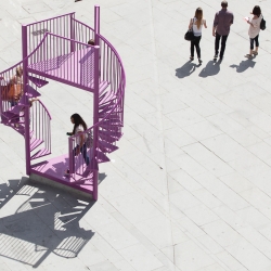 Tripod, new installation by LIKEarchitects, a tribute to stairs and balconies.