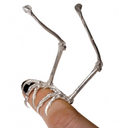 Australian jeweler Julia DeVille is inspired by "memento mori" from past centuries, and her pieces involve taxidermy and/or cast bones, as in this striking silver talon ring. Not practical but stunning!