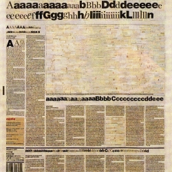 Kim Rugg's alphabetized newspaper front pages meticulously compiled with a razor, steady hand, and plenty of patience.