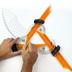 The Versa Ruler is an interconnectable ruler set that allows for the fluid creation of multi-sided shapes. Sides snap-together, rotate and slide to form perfectly measured, scalable polygons.
