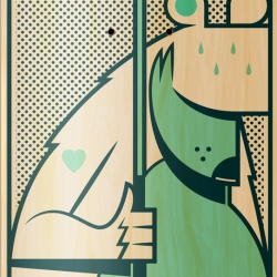 South African artist Kronk serves up 'The Saddest Summer Ever' skateboard for the AIGA Colorado Bordo Bello 2012 exhibition. Available for a limited time only by way of bidding on eBay, all proceeds to affiliated charities and programs.