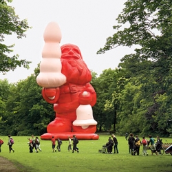 Paul McCarthy's work ranges from intimate performance videos to spectacular public works - all without sacrificing its unnerving psychosexual tone. His most recent sculptural work is a Santa figure holding a tree-like butt plug.