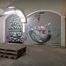 'A drop of pink in Isar's waters' is a wall painting realized by Nevercrew during the Stroke Urban Art Fair 2013 in Munich, in the context of the 'Stroke Curated' selection. 