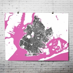Co-Opt Design Studio have just launched these bold maps of New York boroughs, rendered in bold black, white, aqua blue and shocking pink.