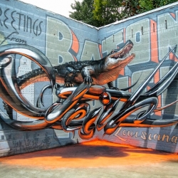 Portuguese street artist Odeith with a series of anamorphic graffiti artworks that cleverly play with perspective. 