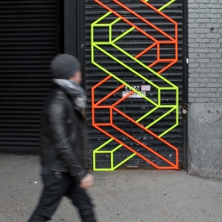 Geometric tape art by Aakash Nihalani in Brooklyn