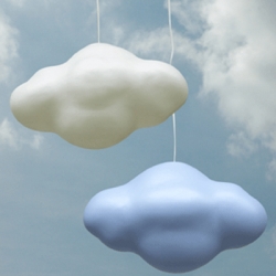 The Nimbus Cloud suspension light comes in blue or white and would not only look adorable in a child's room, but think of many of them hanging at different heights from a high ceiling! Propylene.
