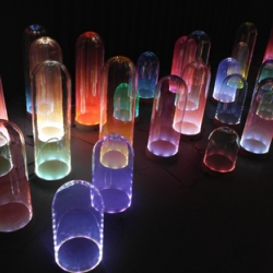 Amsterdam designers Studio Drift have created a series of colour-mixing LED lamps with hand-blown glass domes.