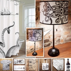 The Kraken Rum - takes its deliciously inspired branding to a new level and launches a STORE! With gorgeous lamps and shower curtains, posters and moleskines, tees and handkerchiefs... and more!