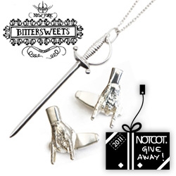 NOTCOT Holiday Giveaway #9: Bittersweets NY gives away one of her amazing Silver Sword Necklaces and a pair of Silver Mano Cufflinks!