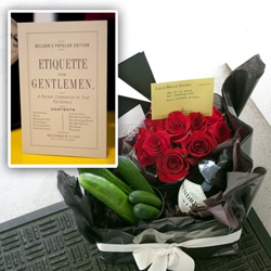 Happy nearly Leap Day! Hendrick's Gin delivers a "Most Unusual Bouquet for a Most Unusual Occasion" and a fun recipe for the Scarlet Petticoat... also a tiny reprinted copy of Etiquette for Gentlemen.