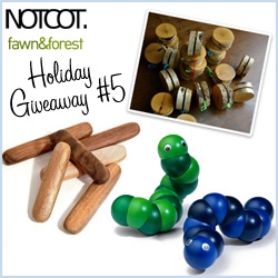 NOTCOT Giveaway #5! Fawn & Forest is giving away a set of awesome woody toys for the kids ~ a Earnest Effort Wood Baby Rattle, a Naef Juba Worm, and a Suddenly, It's Real! Wood Yoyo!