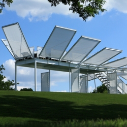 This is PGA Prairie Hopper, a sustainable, portable, prefab education pavilion, designed by Anderson Anderson Architecture.  Some green technologies are  provided in this object.