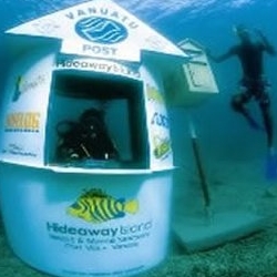 Vanuatu's underwater post-office. Where sea turtles recieve postcards from their squirrel friends?