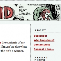 discovered Wonderland gamer blog - and love their alice in wonderland banner
