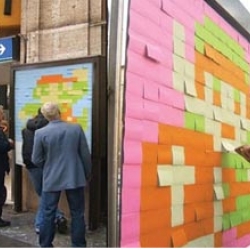 To promote the Wii in Italy Nintendo came up with the idea of using hundreds of Post It notes to make collages of Nintendo characters like Mario and Donkey Kong.