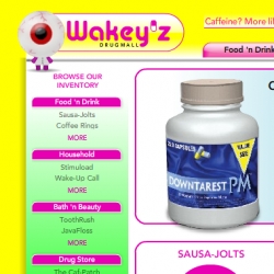 Wakey'z Drugmall: Hilarious website full of wake aids and sleep aids. Part of a campaign that says Sleep Number beds are better than any product that tries to make up for poor sleep.