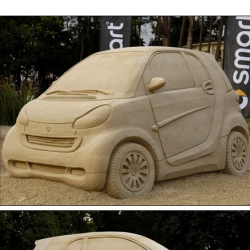 Loving this sandy smart car. Does it get anymore eco than this?
