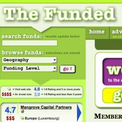 Interesting concept/design at The Funded ~ a social ratings site on Venture Capital Firms.