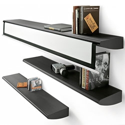 Fly Shelf by Matteo Ragni ~ floating shelves by day ~ projector screen by night!