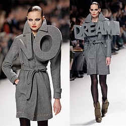 Viktor & Rolf's Fall 2008 line seem to be an example of living typography... or something walking off of Sesame Street?