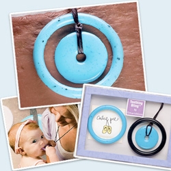 Teething Bling ~ by Smart Mom Jewelry... yes, some nice simple pieces that your baby can teeth on! No more sacrificing your necklaces to teeth marks