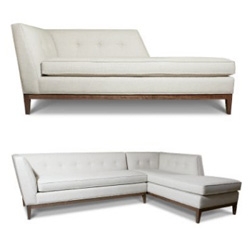 Jonathan Adler's Danner Sectional (sofa+daybed) is gorgeous as well ~ the new couches are so so tempting ~ and all of them even offer C.O.M. on all upholstered furniture.  