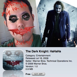 iPhone app promoting the new Batman lets you take a pic and "jokerize" it