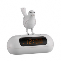 Adorable OKKO - LED alarm clock with bird song alarm call and electronic moving bird.