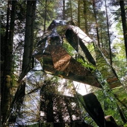 Mirrored sculpture by Michel de Broin set deep within the woods. How interesting it might be to stumble upon this sculpture while walking through the forest...