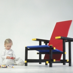 The famous RED BLUE chair by Gerrit Rietveld Chair made entirely of legos and available in a limited edition of 5. 6% larger than the original chair and designed by Mario Minale - Droog!