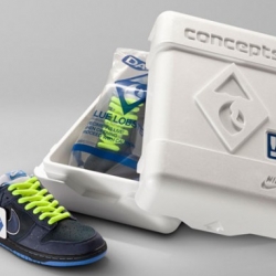 Boston boutique Concepts and Nike SB got together on the Blue Lobster Dunk. Aside from the shoe, the packaging is really amazing, coming wrapped in a hazmat foam container.