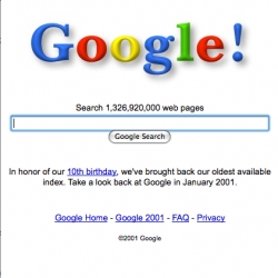 Take a look back at Google in January 2001!! It's Google's 10th birthday and they are binging back their oldest available index!