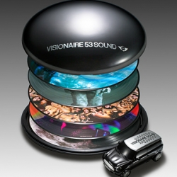 Called SOUND, Visionaire 53 has five 12 inch vinyl picture discs packaged inside a dome case. Each issue includes a MINI clubman vinyl killer record player: A battery operated toy car that acts as a portable record player. 4,000 made.