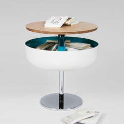 Marc Vernot's Pelican side table unscrews to expose the storage space in the white area