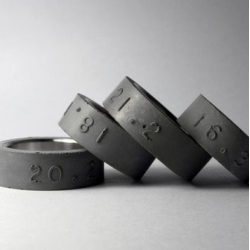 Hand-made rings made from concrete and stainless steel designed by 22 Design Studio.