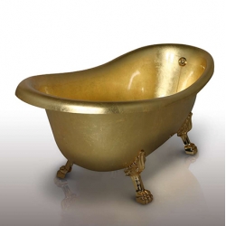 I never thought of myself as a golden clawfoot tub kind of girl but... Italian company Gruppo Treesse offers new series of customizable bathtubs in several design styles ranging from modern to retro. This is the Epoca Foglia Oro).