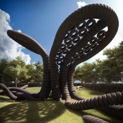 Tires come full circle in AnneMarie van Splunter's playground design 'Rubbertree'.