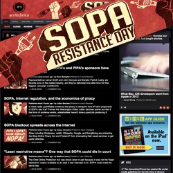 STOP PIPA/SOPA - ArsTechnica has SOPA Resistance Day - great graphics and all SOPA related stories today to keep people informed.