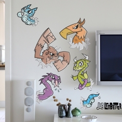 Blik + Joe Ledbetter = Amalgamation ~ how adorable are these sticker creatures busting out of your wall?