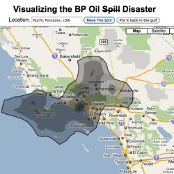 Visualizing the BP Oil Spill Disaster ~ as overlayed on your location to get a different perspective of how big it is!
