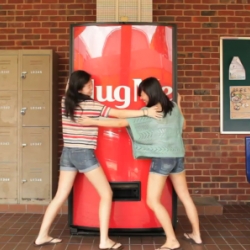 Give the Coca-Cola Hug Machine a hug and it will love you back, by giving you a free Coke.