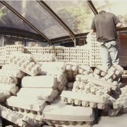 Eggonomics: 'How US Eggs Impact the B.C. Economy' - 20,000 egg cartons were used to build this fire truck public installation in downtown Vancouver. 