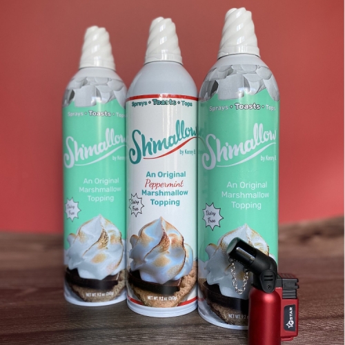 Sh'mallow! They say it's "The first aerosol marshmallow that sprays, tops, and toasts on any dessert, beverage, or whatever your imagination craves!"