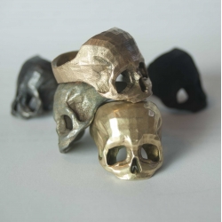 3D Printed Skull Rings handmade by robots in Brass, Bronze and Stainless Steel by Bits to Atoms